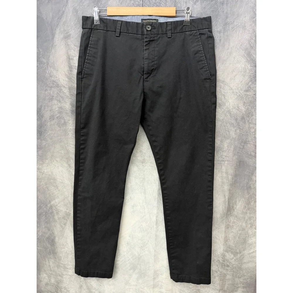 Banana Republic Fulton Skinny Chino Pants Black Mens 34x32 Stretch Cotton